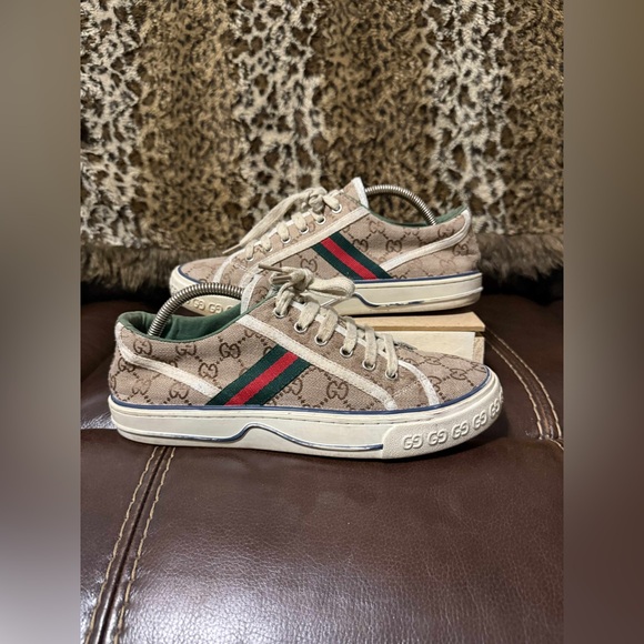 Gucci Men's Tennis 1977 GG Canvas Lace Up Sneakers Sz 44 / US 11 used beat - Picture 1 of 14